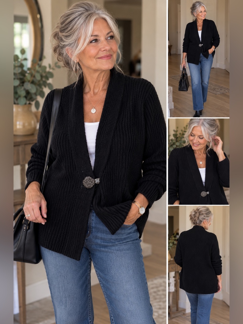 Ralph Lauren Black Knit Single-Button Cardigan